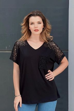 بلوز سایز بزرگ مشکی زنانه سایز بزرگ aytemas - کد 827446306