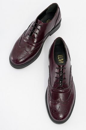 کفش لوفر زرشکی زنانه چرم خالص luvishoes - کد 867355528