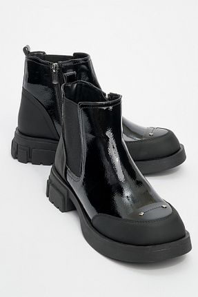 بوت / نیم بوت مشکی زنانه چرم مصنوعی luvishoes - کد 867356674