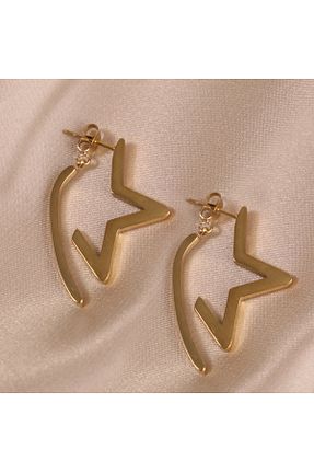 گوشواره استیل (فولاد) طلائی زنانه استیل ضد زنگ FOURSOLOS - کد 867371954