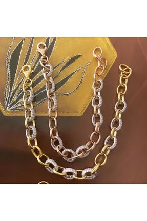 دستبند نقره طلائی زنانه 925 عیار t b takını bul - کد 867380582