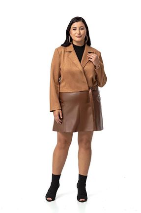 کت سایز بزرگ قهوه ای زنانه جیر DISENTIS MODEST - کد 867394993