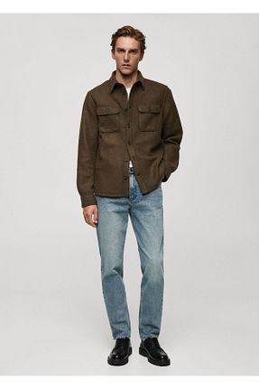 پیراهن قهوه ای مردانه رگولار MANGO Man - کد 860747686