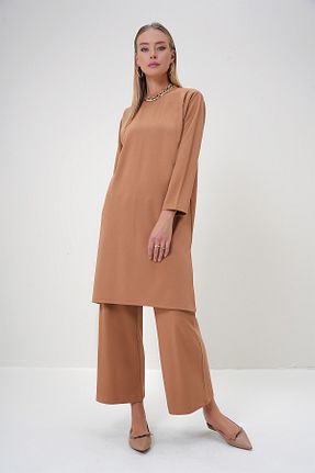ست بالاتنه و پائین تنه قهوه ای زنانه بافتنی Trend Alaçatı Stili - کد 860668329