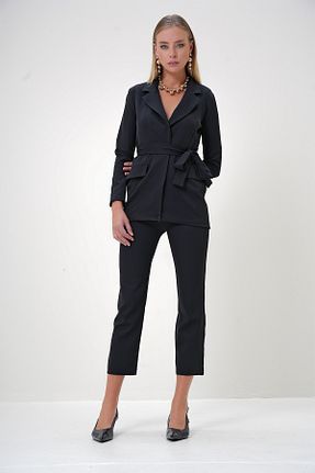 ست بالاتنه و پائین تنه مشکی زنانه بافتنی Trend Alaçatı Stili - کد 860662171