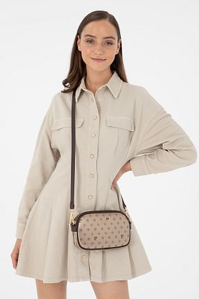 کیف دوشی طلائی زنانه چرم مصنوعی Pierre Cardin - کد 863586384