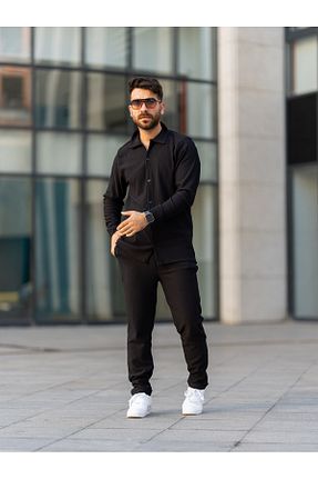 ست بالاتنه و پائین تنه مشکی مردانه بافتنی OTAKU - کد 866038238