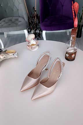 کفش مجلسی بژ زنانه پاشنه ضخیم LA CALZATURE - کد 866105784