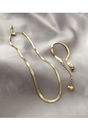 گردنبند استیل ( فولاد ) طلائی زنانه استیل (فولاد) kalitetak - کد 866160826