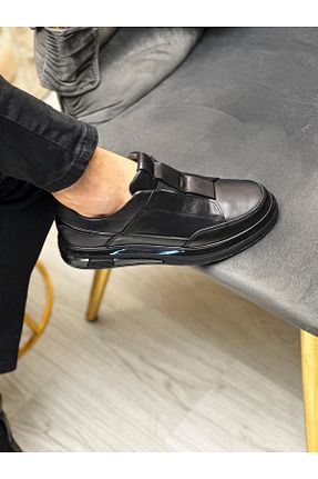 کفش اسنیکر مشکی مردانه چرم اصل ByItallanoshoes - کد 866213597