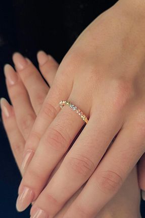 انگشتر طلا رنگی زنانه 14 عیار Fiyonk Kuyumculuk - کد 866237545