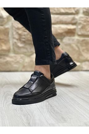 کفش اسنیکر مشکی مردانه چرم اصل ByItallanoshoes - کد 866213597