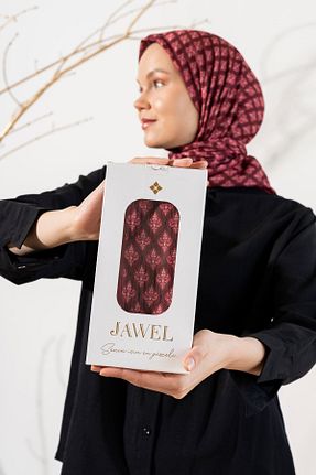 روسری زرشکی پلی استر JAWEL - کد 866294881