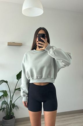 سوئیشرت سبز زنانه ساده Hello - کد 866281249