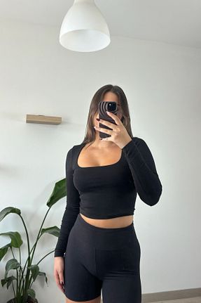 بادی مشکی زنانه یقه مربعی Hello - کد 866279881