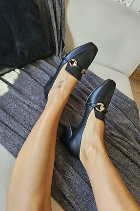 کفش کلاسیک مشکی زنانه چرم خالص TOPUKLA - کد 866292665