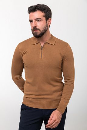 پلیور قهوه ای مردانه ساده Mcr - کد 767303840