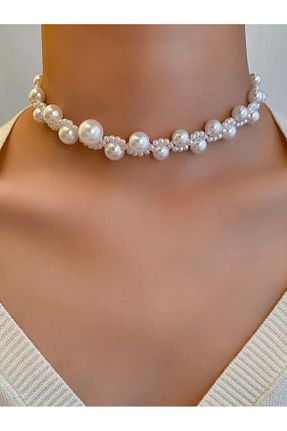 گردنبند جواهر رنگی زنانه مروارید Kumsalbutik1 - کد 866315294