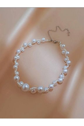 گردنبند جواهر رنگی زنانه مروارید Kumsalbutik1 - کد 866315294