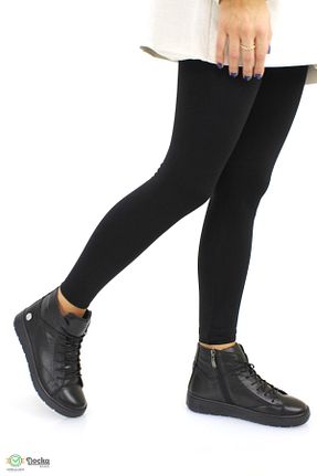 بوت / نیم بوت مشکی زنانه چرم خالص Mammamia - کد 866305224