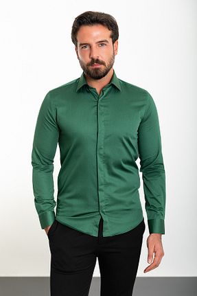 پیراهن سبز مردانه اسلیم فیت Mcr - کد 775429279