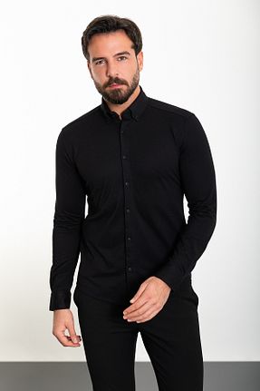پیراهن مشکی مردانه اسلیم فیت Mcr - کد 782374079