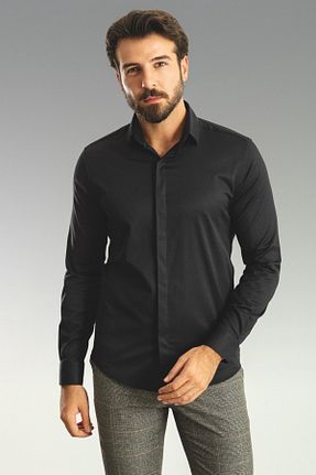 پیراهن مشکی مردانه اسلیم فیت Mcr - کد 381524821