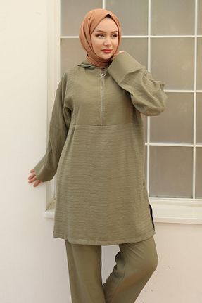 ست بالاتنه و پائین تنه حجاب خاکی زنانه رگولار Armine - کد 857291470