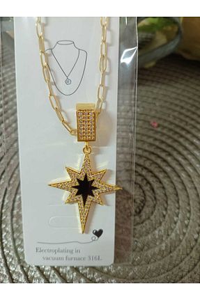 گردنبند جواهر طلائی زنانه استیل ضد زنگ mos&more - کد 866376228