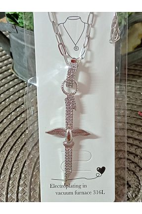 گردنبند جواهر زنانه استیل ضد زنگ mos&more - کد 866374667