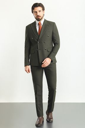 کت و شلوار خاکی مردانه یقه نوک تیز Mcr - کد 637283013