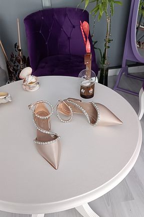 کفش مجلسی بژ زنانه پاشنه ضخیم LA CALZATURE - کد 782982492
