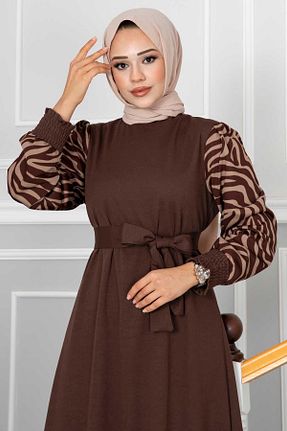 لباس قهوه ای زنانه بافت EBRUTESETTÜR - کد 855994742