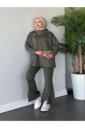 ست بالاتنه و پائین تنه حجاب خاکی زنانه رگولار Genel Markalar - کد 866375075