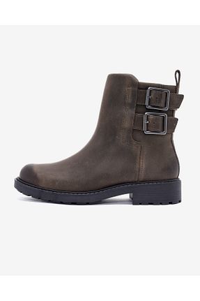 بوت / نیم بوت قهوه ای زنانه چرم خالص CLARKS - کد 866408244
