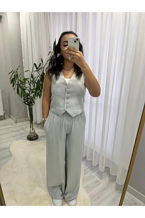 ست بالاتنه و پائین تنه طوسی زنانه بافتنی GÜLİSTAN AKTAŞ BOUTİQUE - کد 866379613