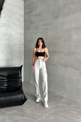 شلوار جین طوسی زنانه پاچه پهن XRAY JEANS - کد 866384368
