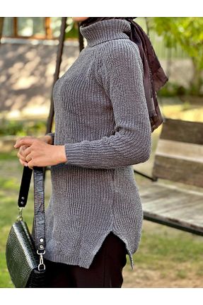 پلیور حجاب طوسی زنانه اورسایز Nergis Neva Butik - کد 866562052