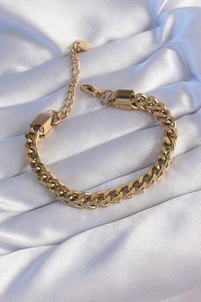 دستبند استیل (فولاد) طلائی زنانه استیل (فولاد) Gold - کد 866969085