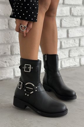 بوت / نیم بوت مشکی زنانه پاشنه تخت Shoebutik - کد 866459522