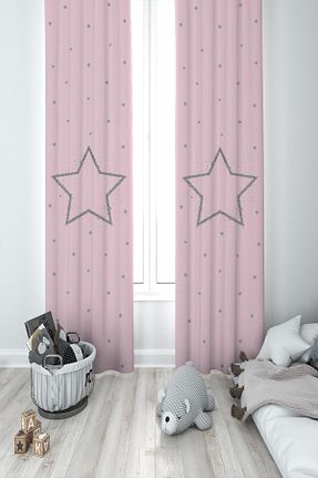 پرده زمینه صورتی جیر MEKTA HOME - کد 316617016
