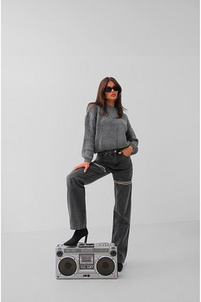 شلوار جین طوسی زنانه جاگر Black Fashion - کد 866698164