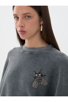 سوئیشرت طوسی زنانه ساده Nocturne - کد 866603589