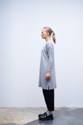 تونیک حجاب طوسی زنانه بافتنی QANU - کد 866697141