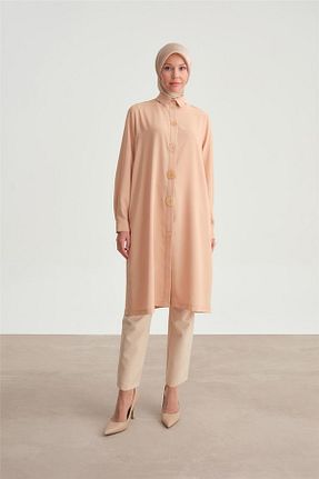 تونیک حجاب قهوه ای زنانه ویسکون Armine - کد 817916584