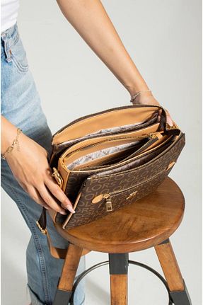 کیف دوشی قهوه ای زنانه چرم مصنوعی eflanmoda - کد 866635860