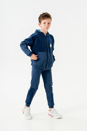 ست بالاتنه و پائین تنه سرمه ای مردانه بافت Mışıl Kids - کد 780670739