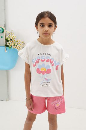 ست بالاتنه و پائین تنه صورتی بچه گانه بافتنی Cansın Mini - کد 827647483