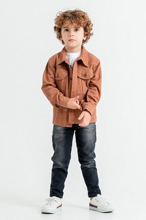 ست بالاتنه و پائین تنه قهوه ای بچه گانه بافتنی Cansın Mini - کد 809966729