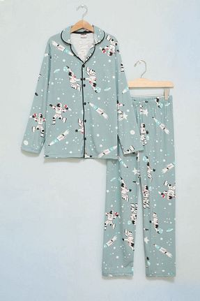 ست لباس راحتی سبز بچه گانه چاپی Cansın Mini - کد 806462390